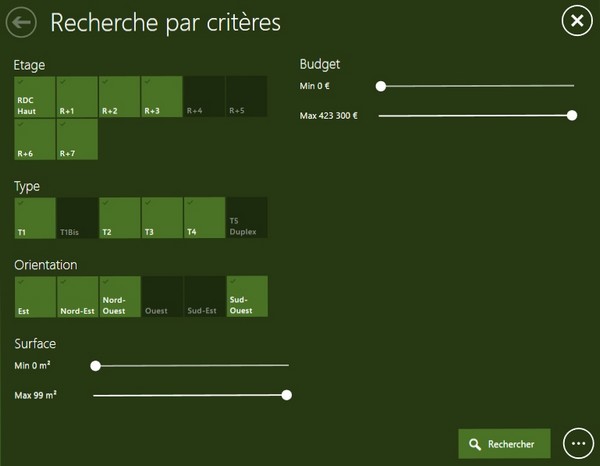 Aperçu du module de recherche